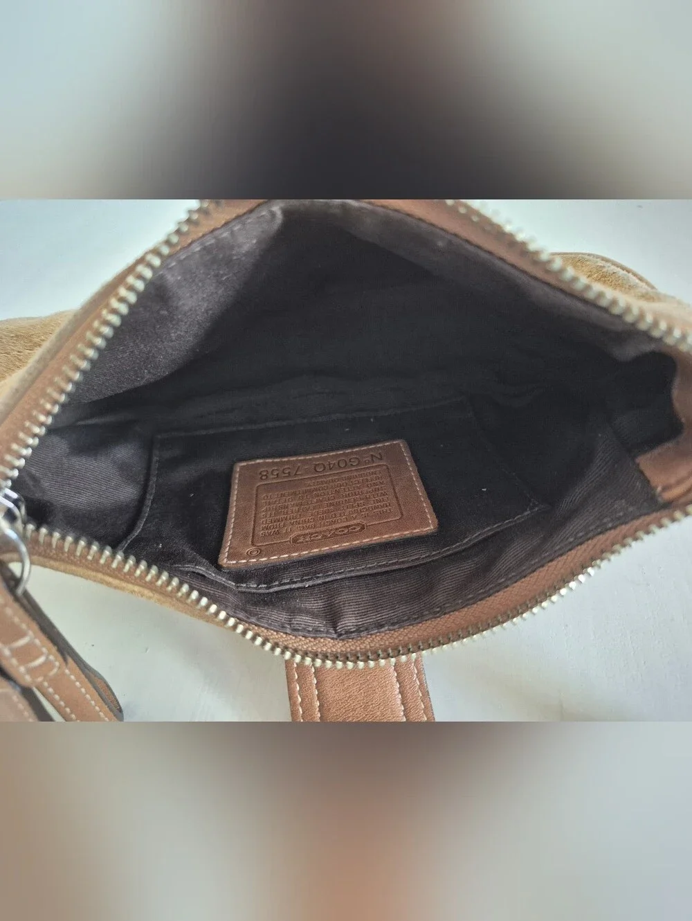 Coach Soho Hamptons Beige/Tan Suede Small Hobo Bag with Buckle Strap